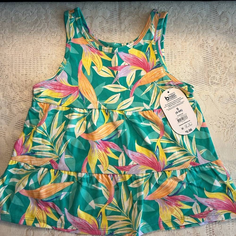 5 for $25 - Wonder Nation Tropical Floral Kids Tank Top